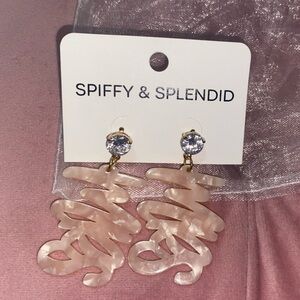 Pink Resin Mrs. Earrings with Crystal Studs